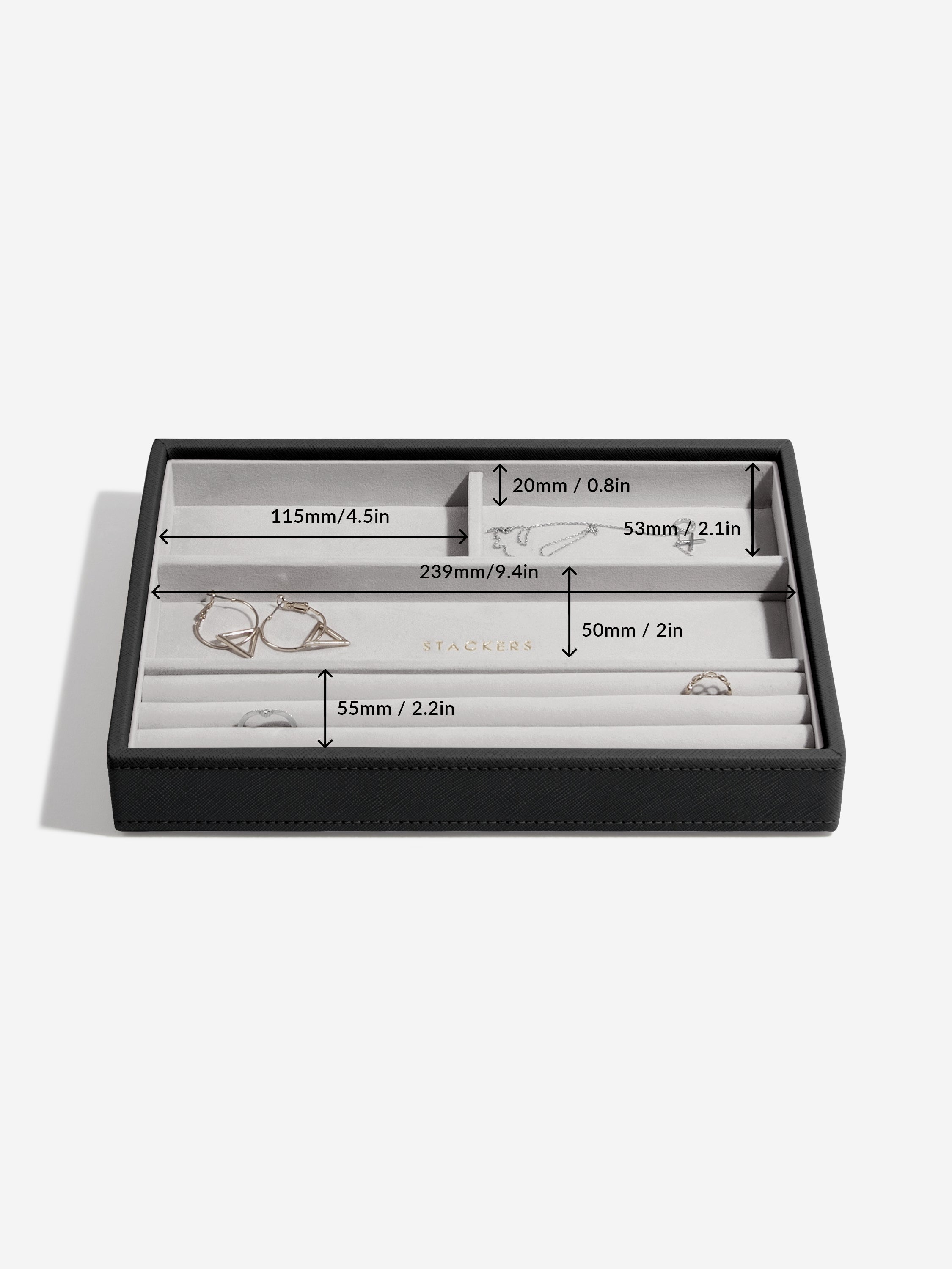 Stackers Compartiment pour bagues & bracelets pour boîte à bijoux classique Noir