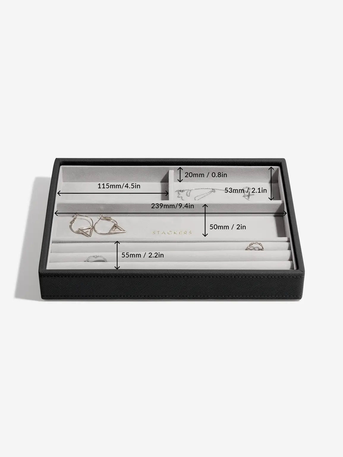 Stackers Ring &amp; Bracelet Layer for Classic Jewelry Box Black