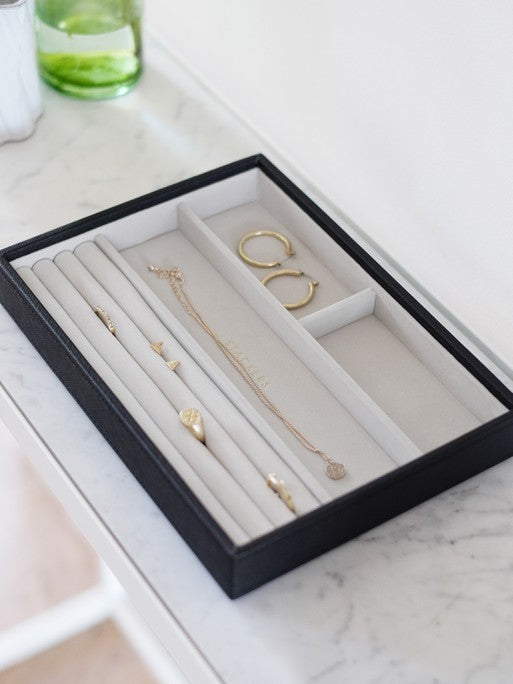Stackers Ring &amp; Bracelet Layer for Classic Jewelry Box Black