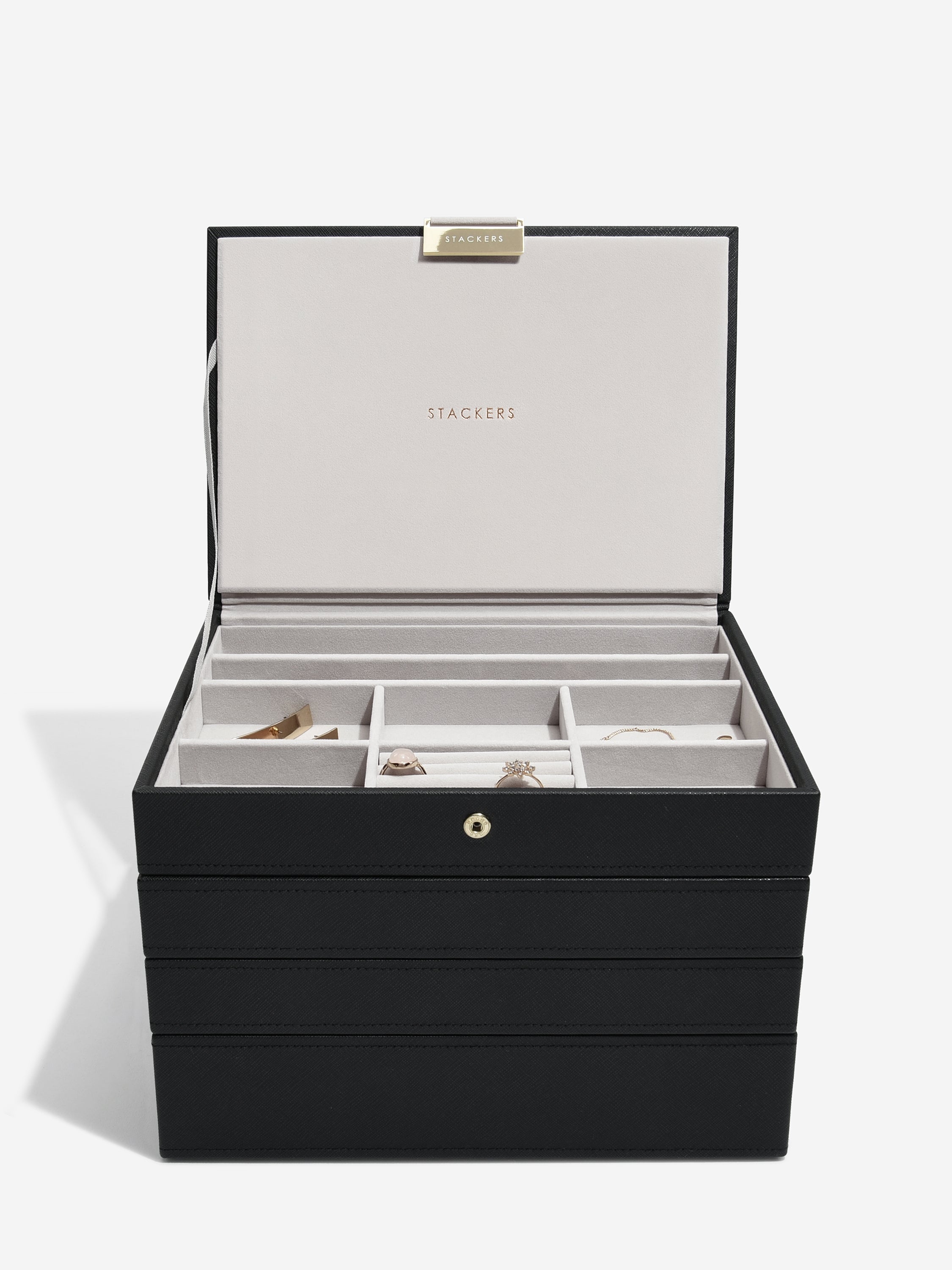 Stackers Klassieke Juwelendoos Set van 4 Zwart