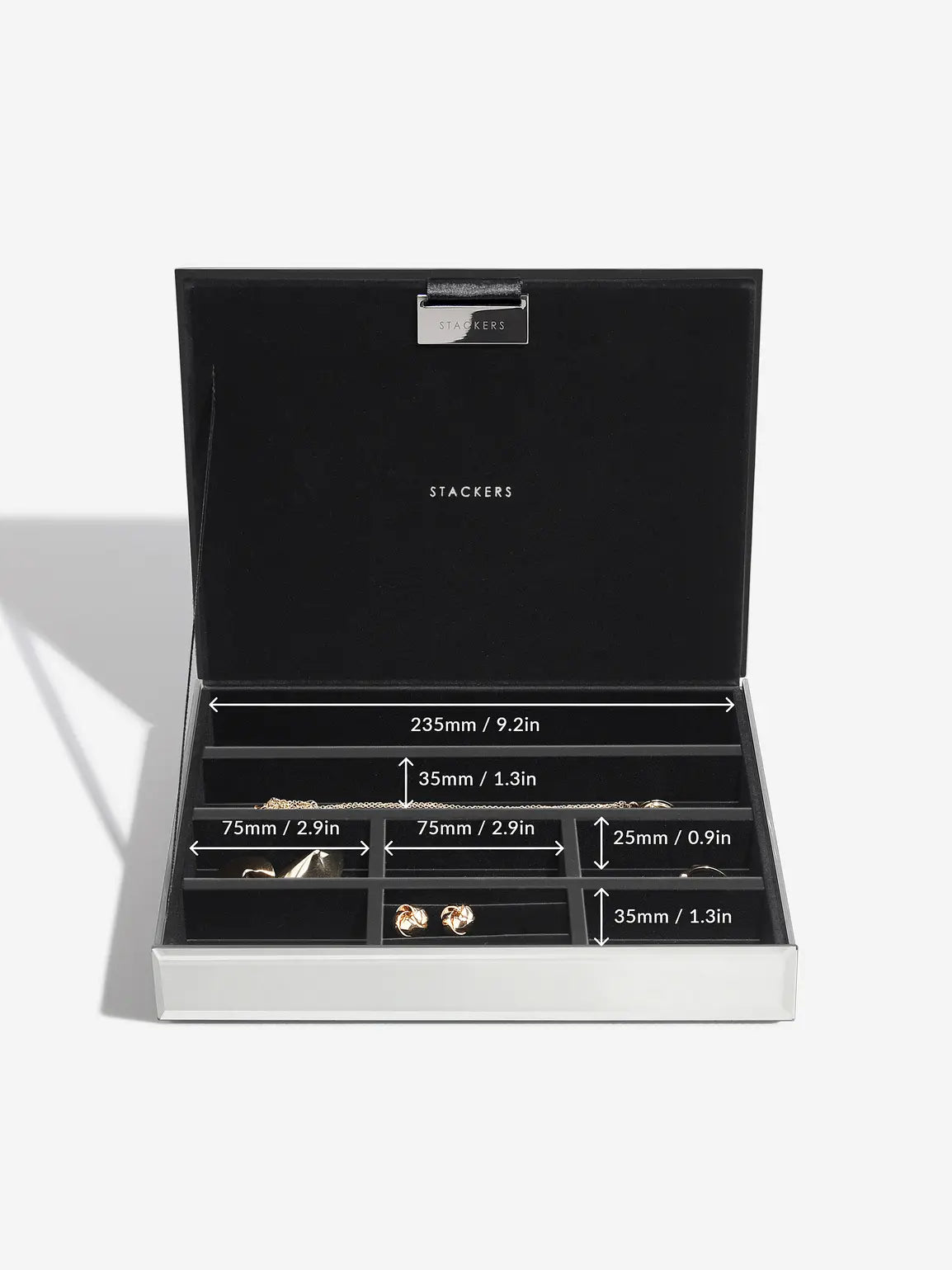 Stackers Glass Glitter Lid for Classic Glass Jewelry Box Black