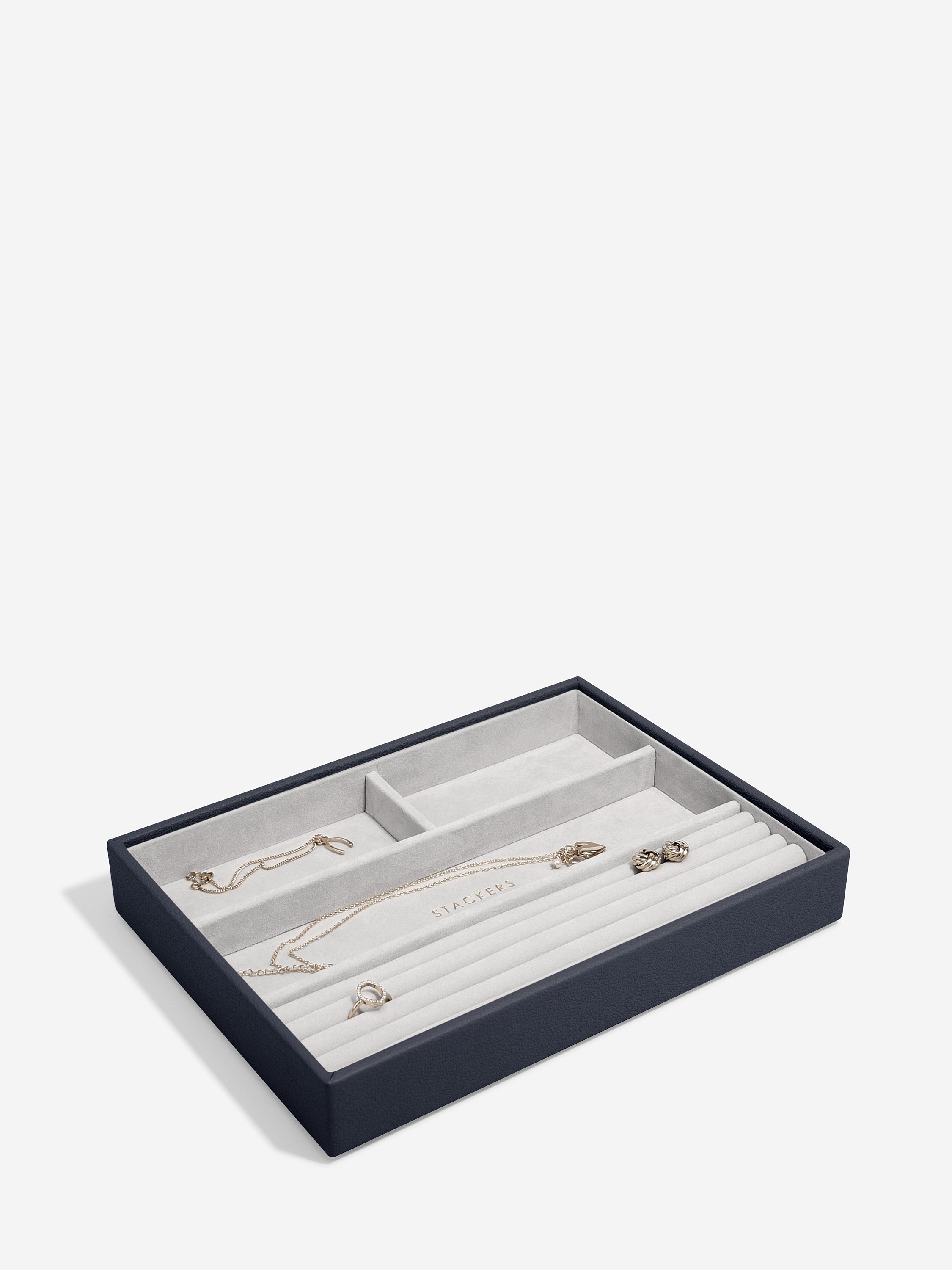 Stackers Compartiment pour bagues & bracelets pour boîte à bijoux classique Bleu Marine