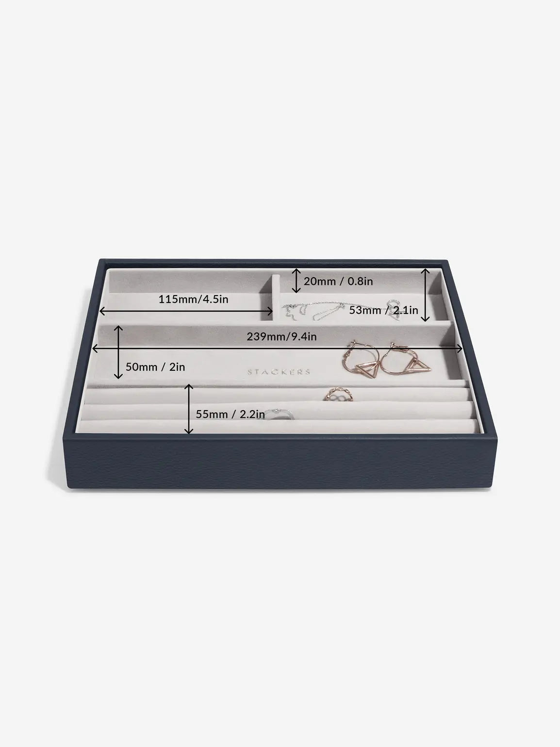 Stackers Ring &amp; Bracelet Layer for Classic Jewelry Box Navy Blue