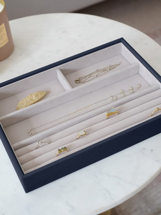 Stackers Ring &amp; Bracelet Layer for Classic Jewelry Box Navy Blue