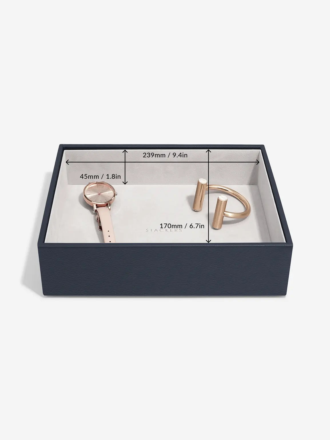 Stackers Deep Jewelry Layer for Classic Jewelry Box Navy Blue