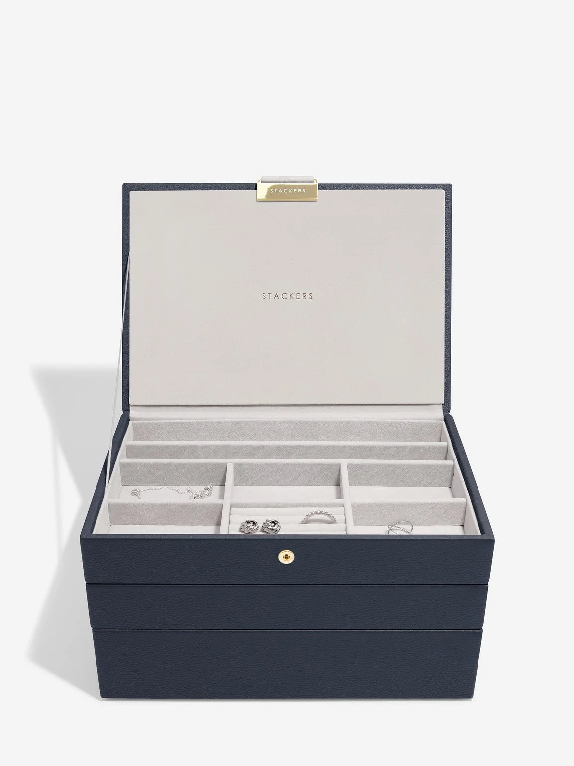 Stackers Classic Jewellery Box Set of 3 Navy Blue