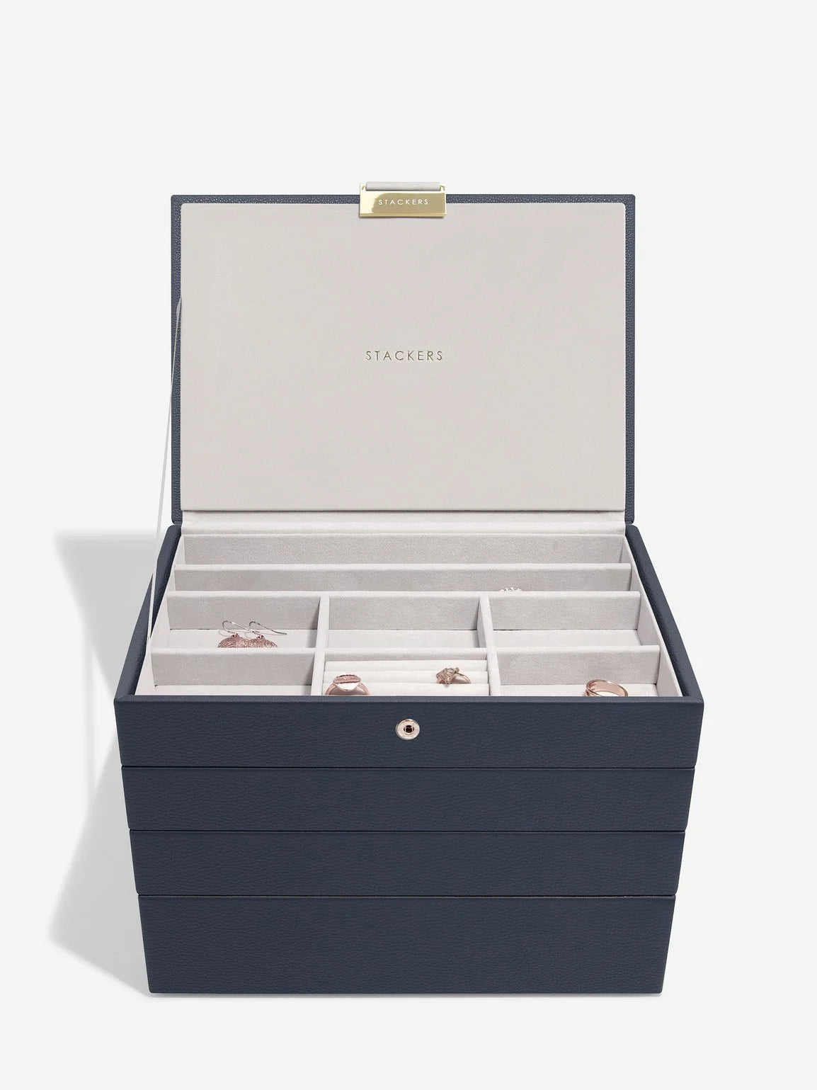 Stackers Classic Jewellery Box Set of 4 Navy Blue