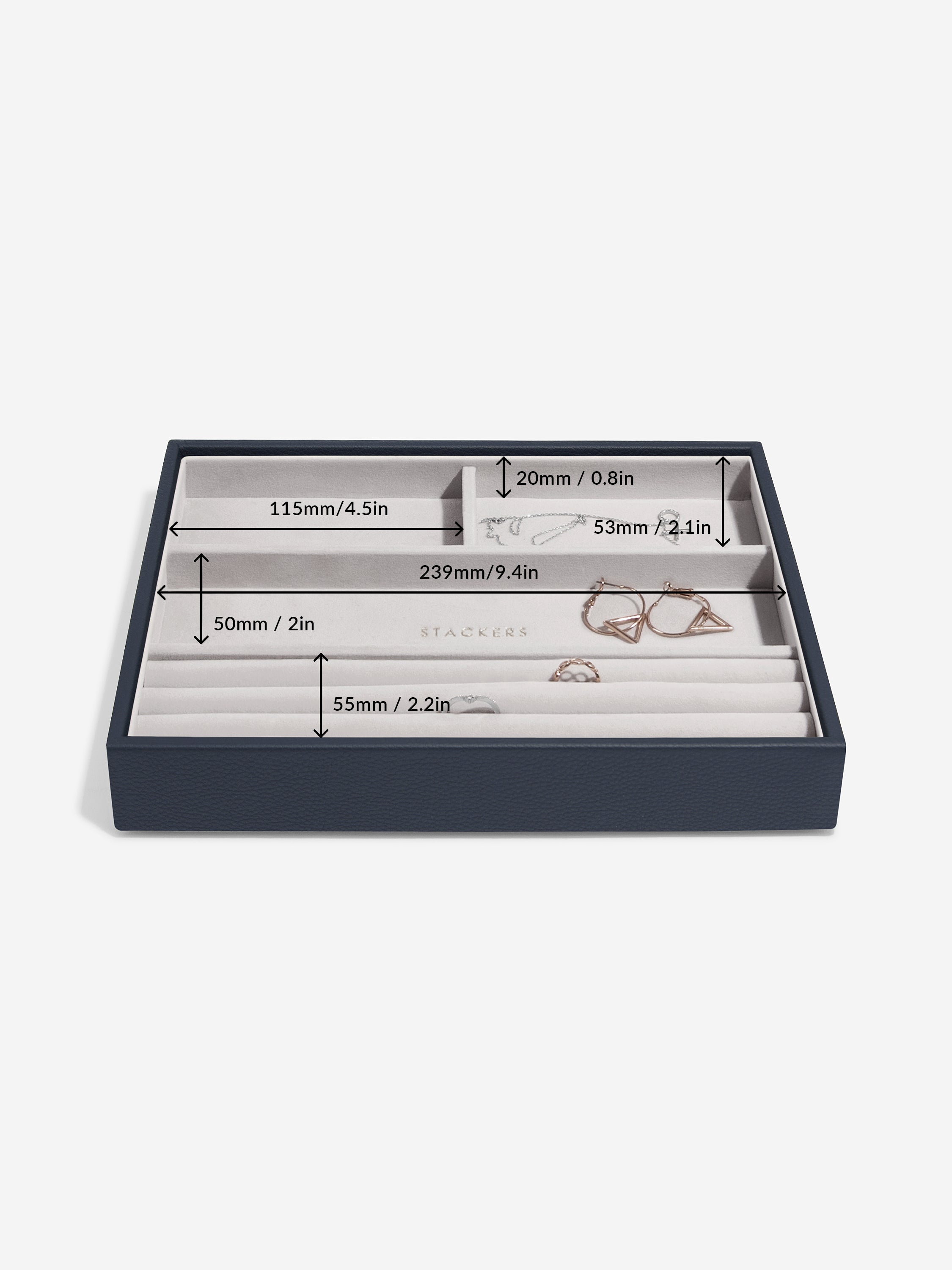 Stackers Klassieke Juwelendoos Set van 4 Marineblauw