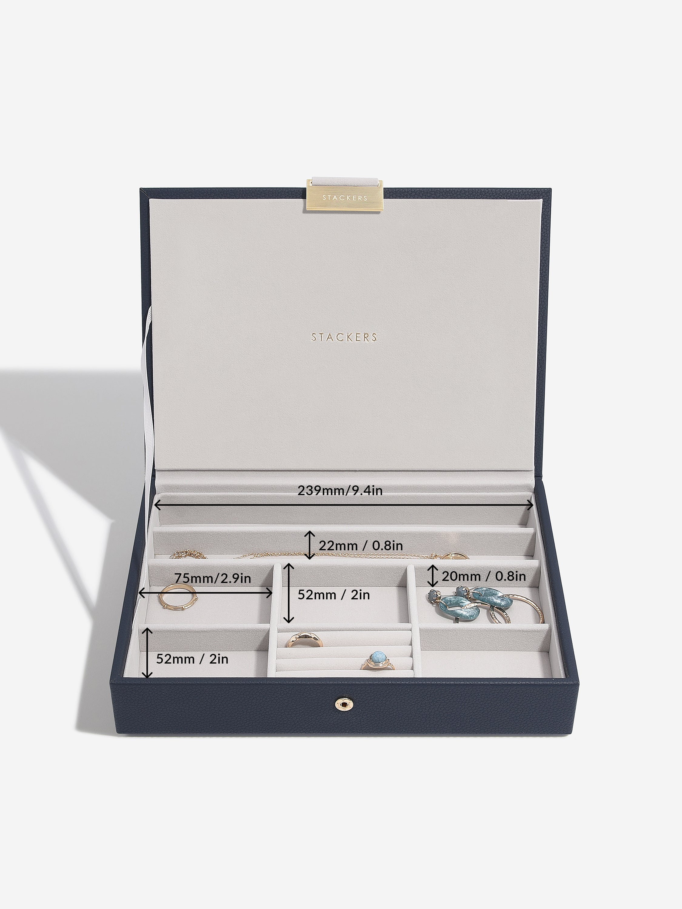 Stackers Klassieke Juwelendoos Set van 5 Marineblauw