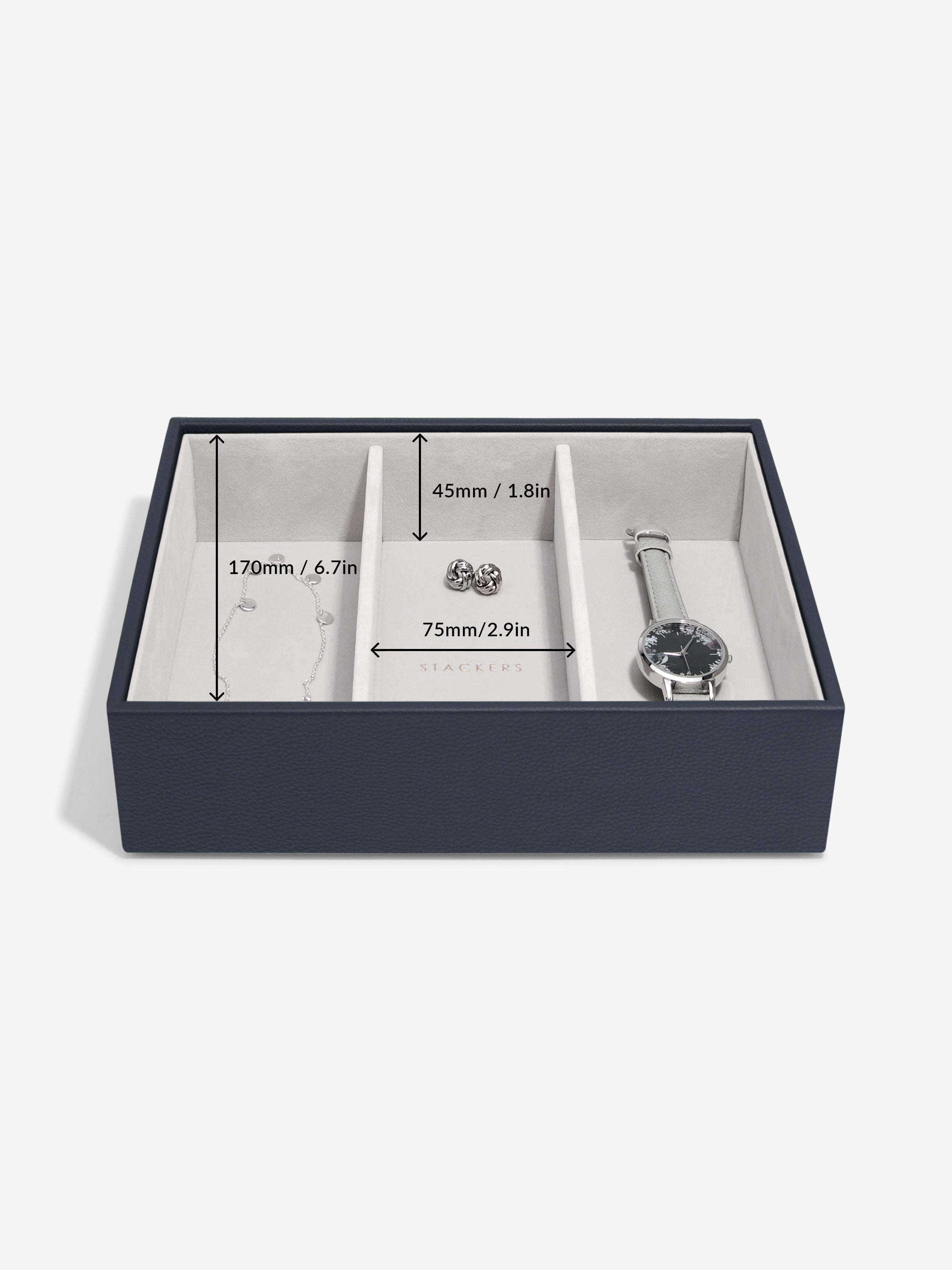 Stackers Klassieke Juwelendoos Set van 5 Marineblauw