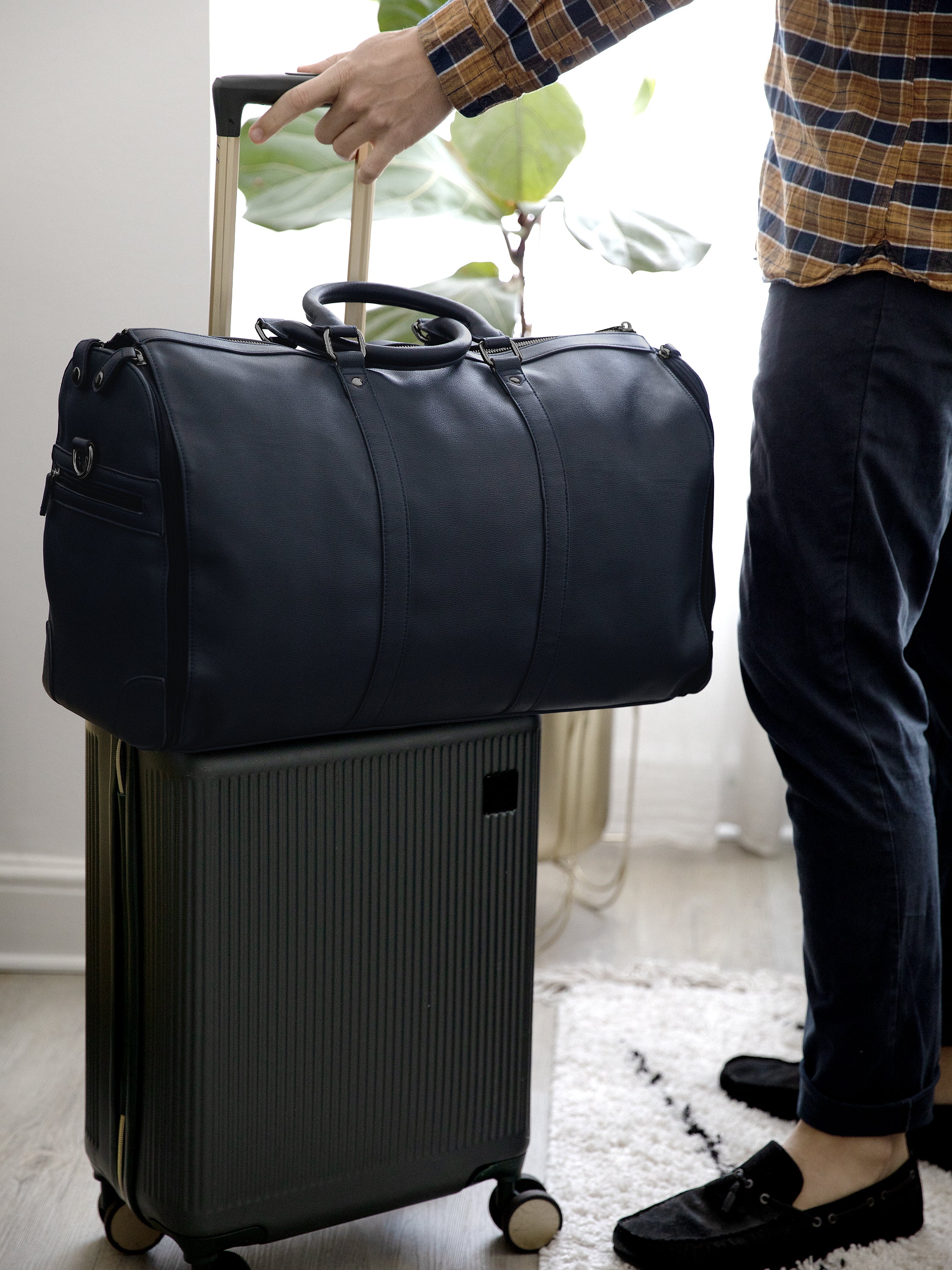 Stackers Garment Bag with Zipper Navy Blue