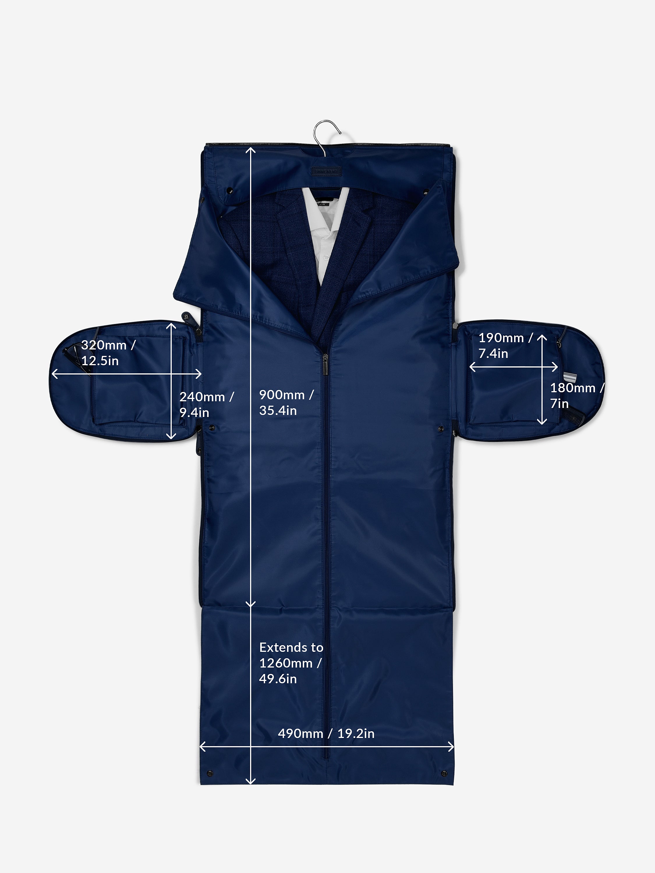Stackers Garment Bag with Zipper Navy Blue