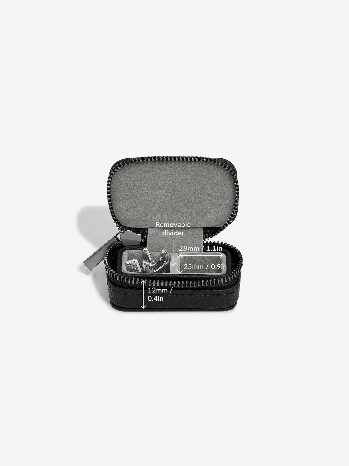Stackers Travel Case with Zipper for Cufflinks Black