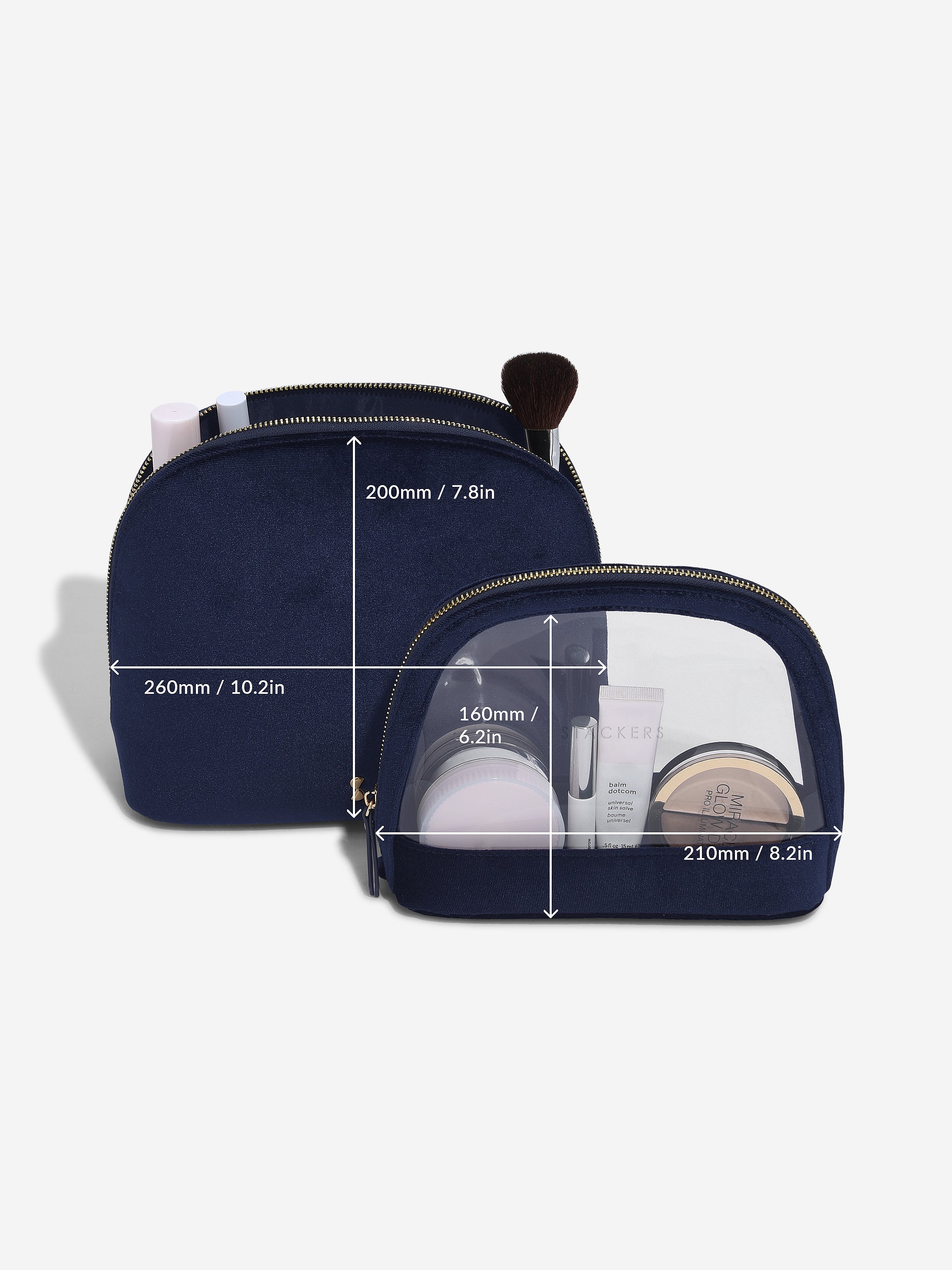 Stackers set van twee Cosmeticatassen Marineblauw