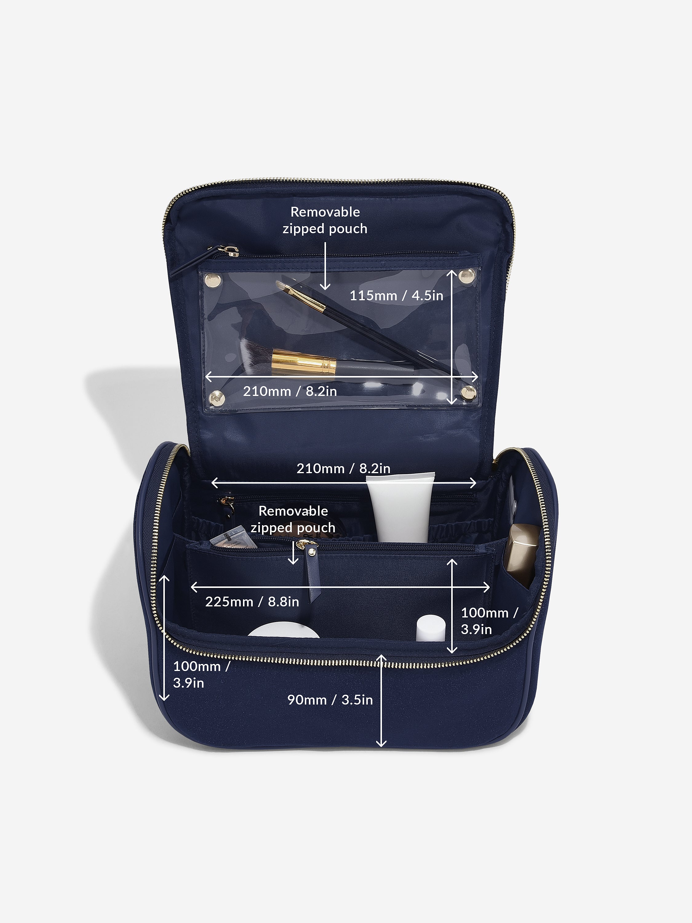 Stackers Grote Cosmeticacase Marineblauw Fluweel