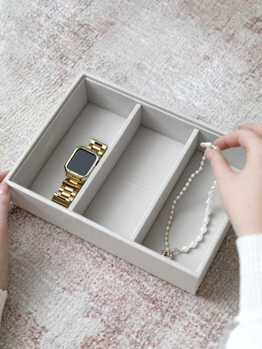 Stackers Horloge & Accessoirelaag voor Klassieke Juwelendoos Havermout & Linnen