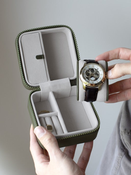Stackers Watch &amp; Jewelry Box Green Canvas