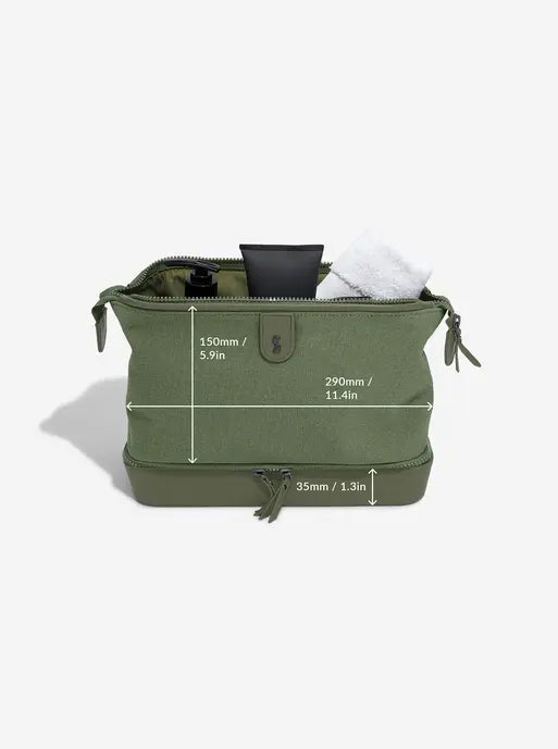 Stackers Toiletry Bag Green Canvas
