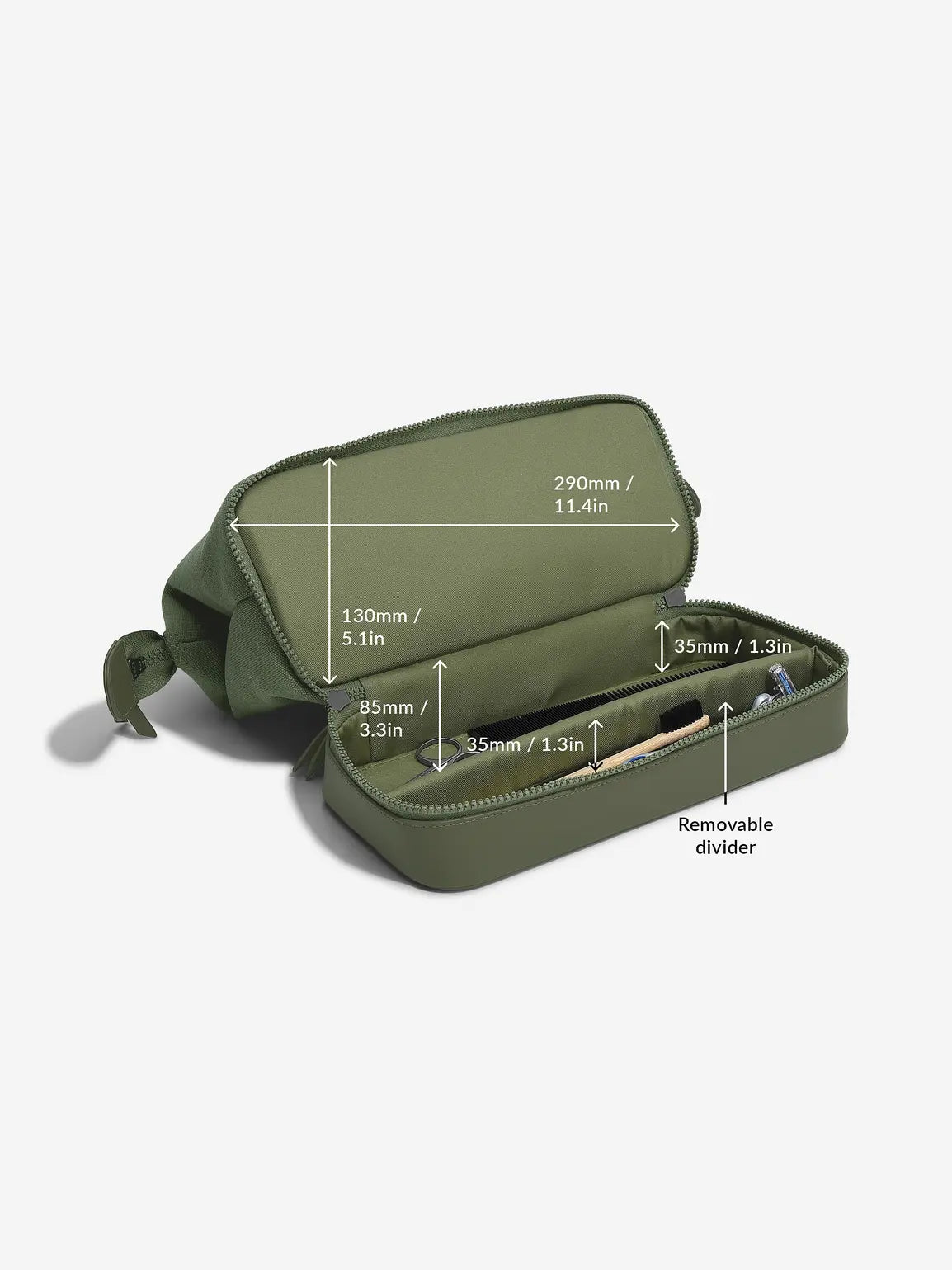 Stackers Toiletry Bag Green Canvas