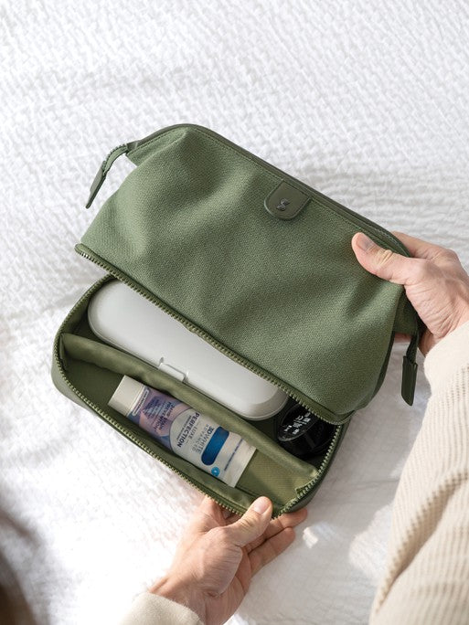 Stackers Toiletry Bag Green Canvas