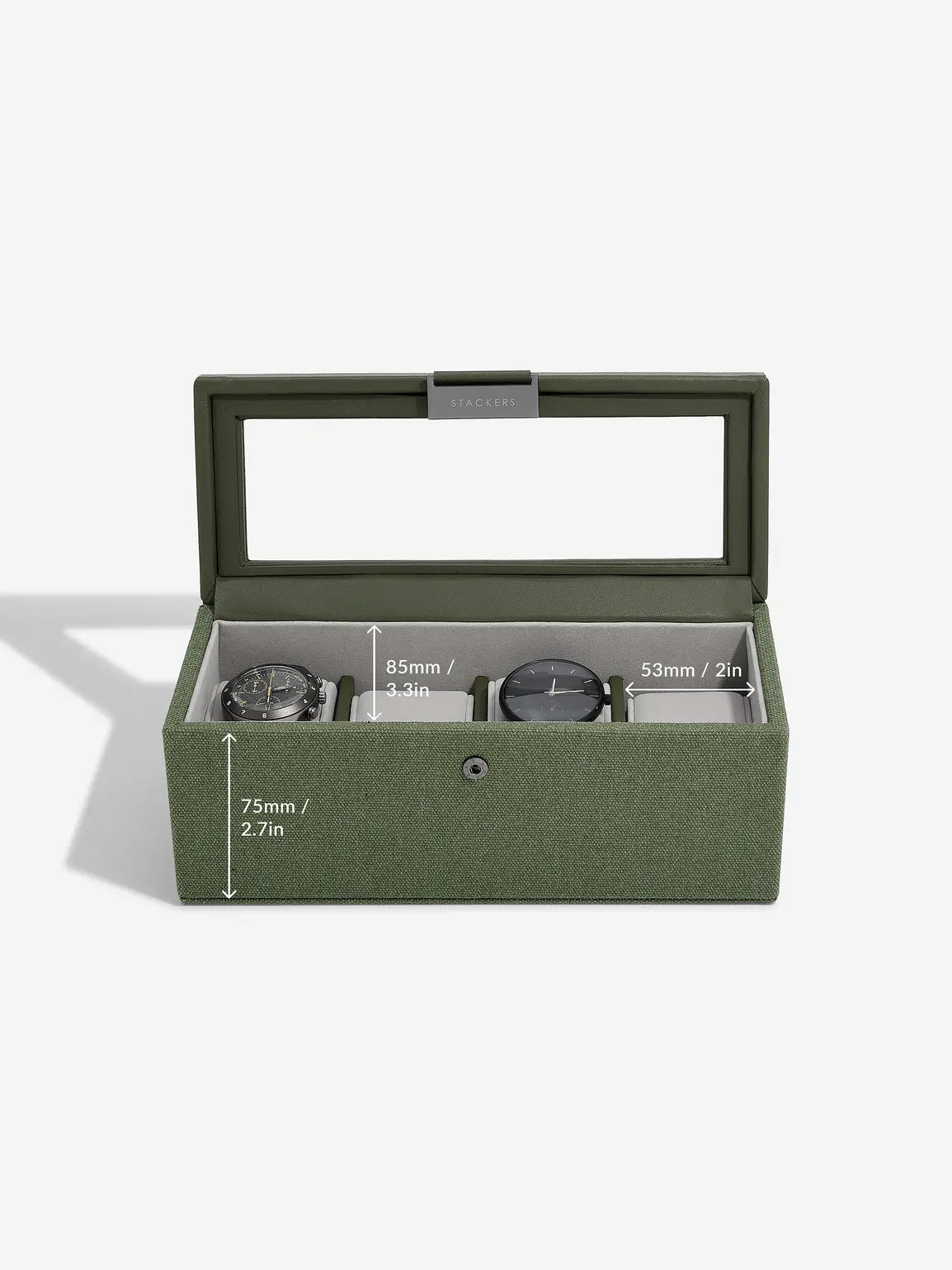 Stackers Four-Piece Watch Box Green Canvas