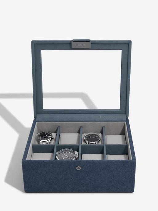 Stackers Achtdelige Horlogebox Marineblauw Canvas