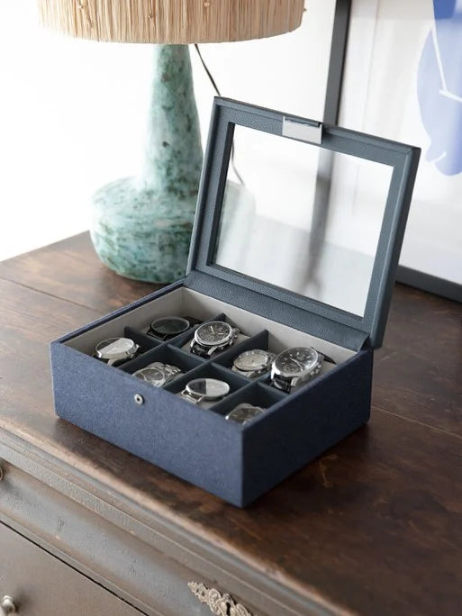 Stackers Achtdelige Horlogebox Marineblauw Canvas