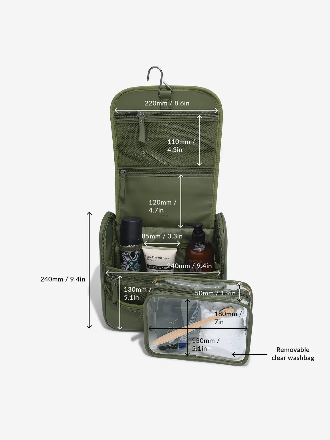Stackers Hanging Toiletry Bag Green