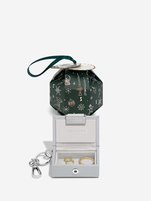 Stackers Juwelendoos Sleutelhanger in Decoratieve Kerstbal Grijs