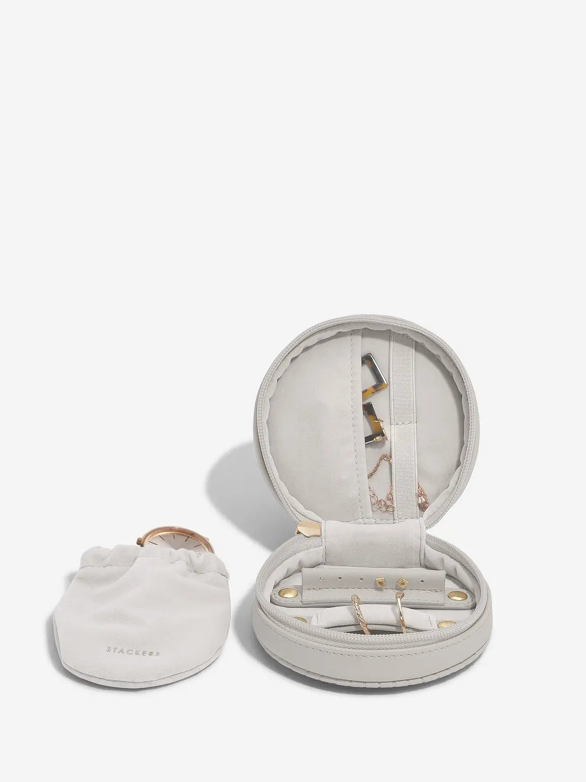 Stackers Ronde Travel Jewellery Box Kalksteen