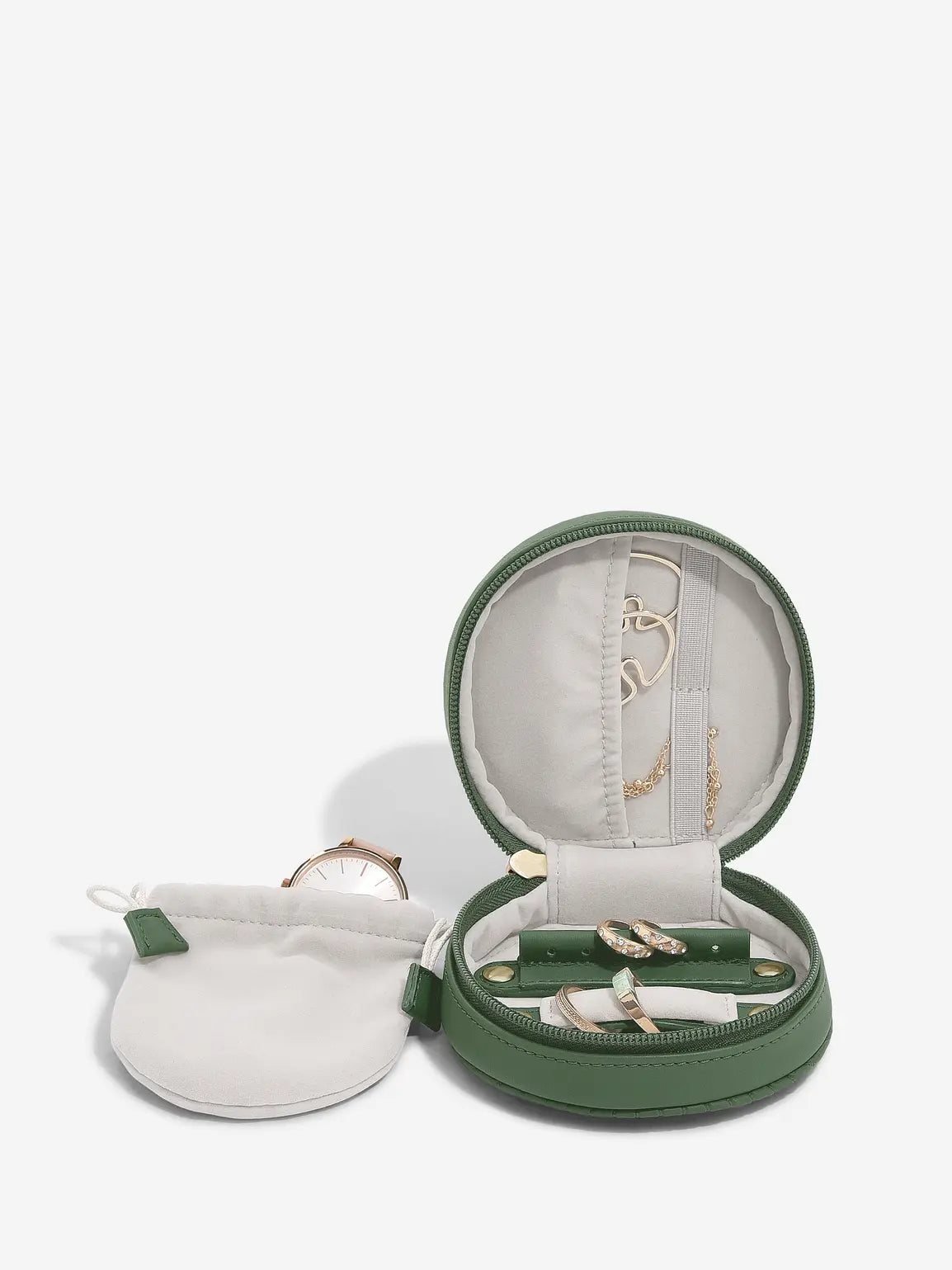 Stackers Ronde Travel Jewellery Box Smaragdgroen