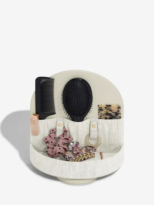 Stackers Rotating Hair Accessory Organiser with Mirror Oatmeal & Linen
