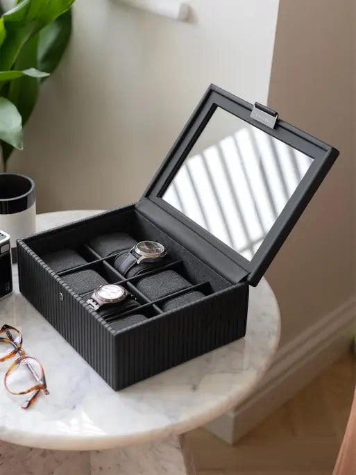 Stackers Eight-Piece Watch Box Black Fluted
