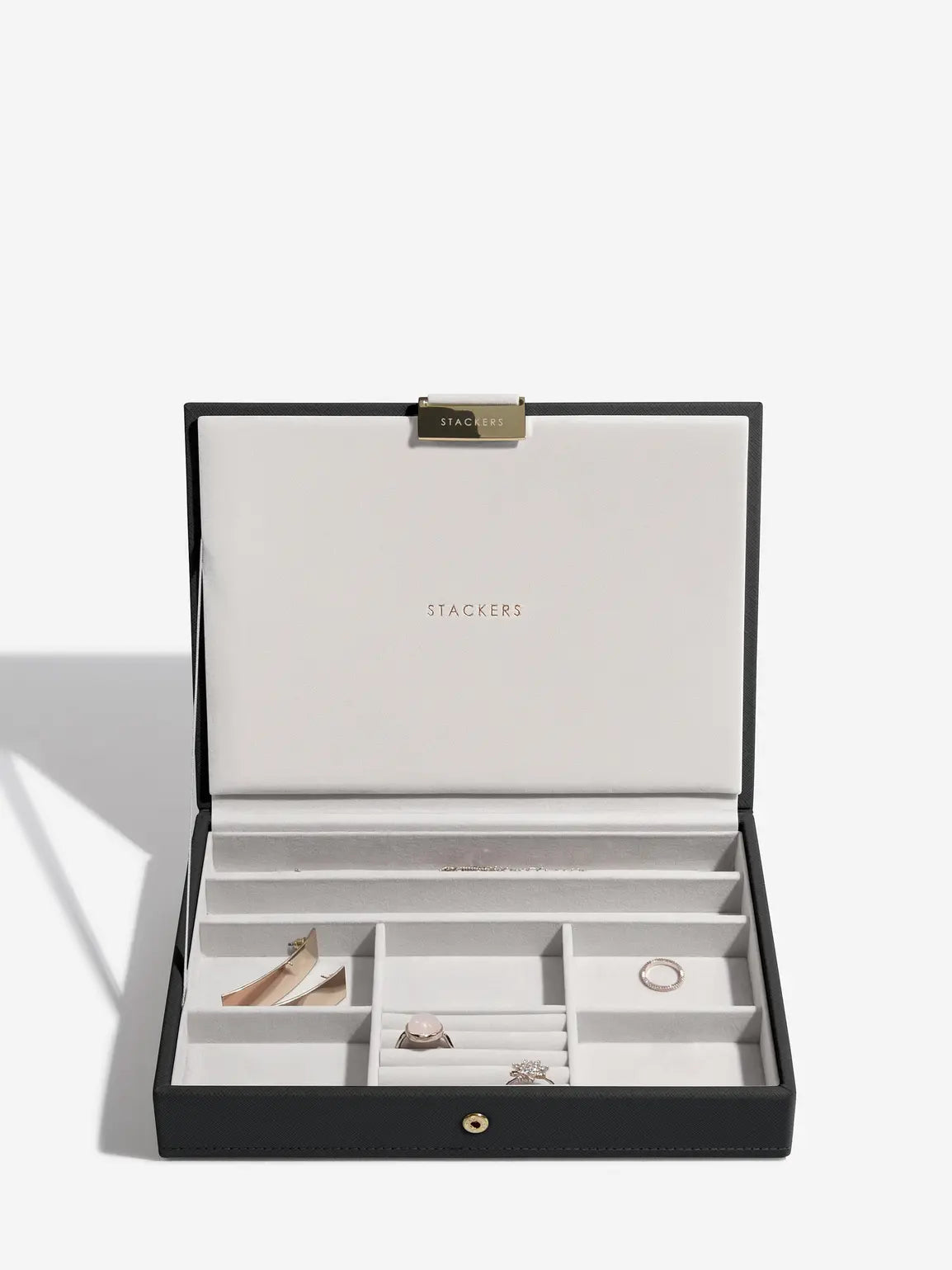 Stackers Classic Jewellery Box Set of 2 Black Raffia