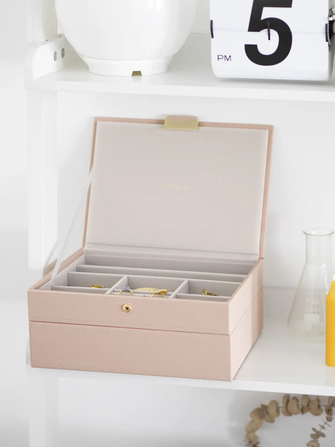 Stackers Klassieke Juwelendoos Set van 2 Roze Raffia