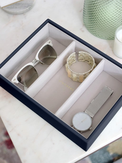 Stackers Watch &amp; Accessory Layer for Classic Jewelry Box Navy Blue
