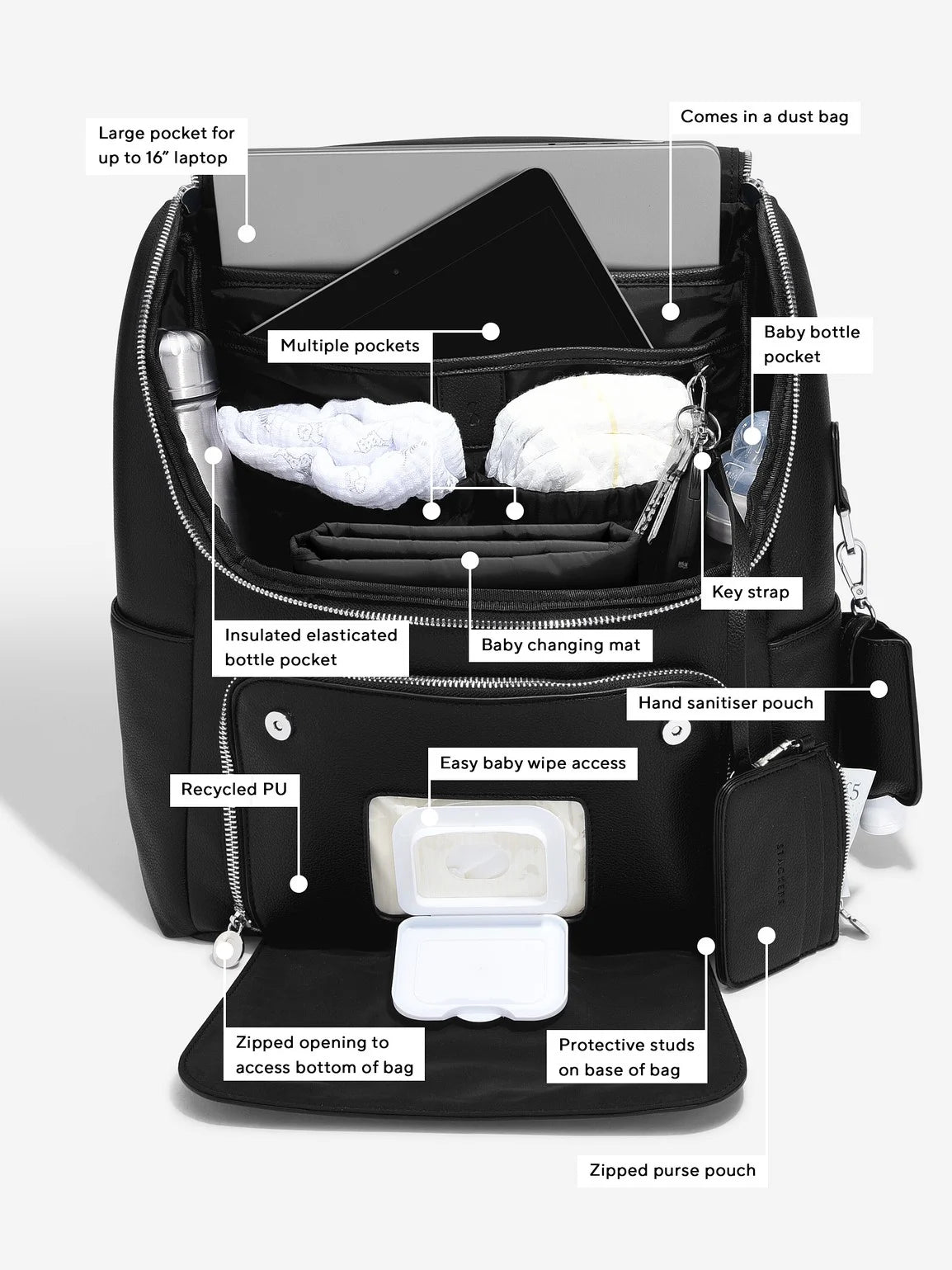 Stackers Diaper Bag Black