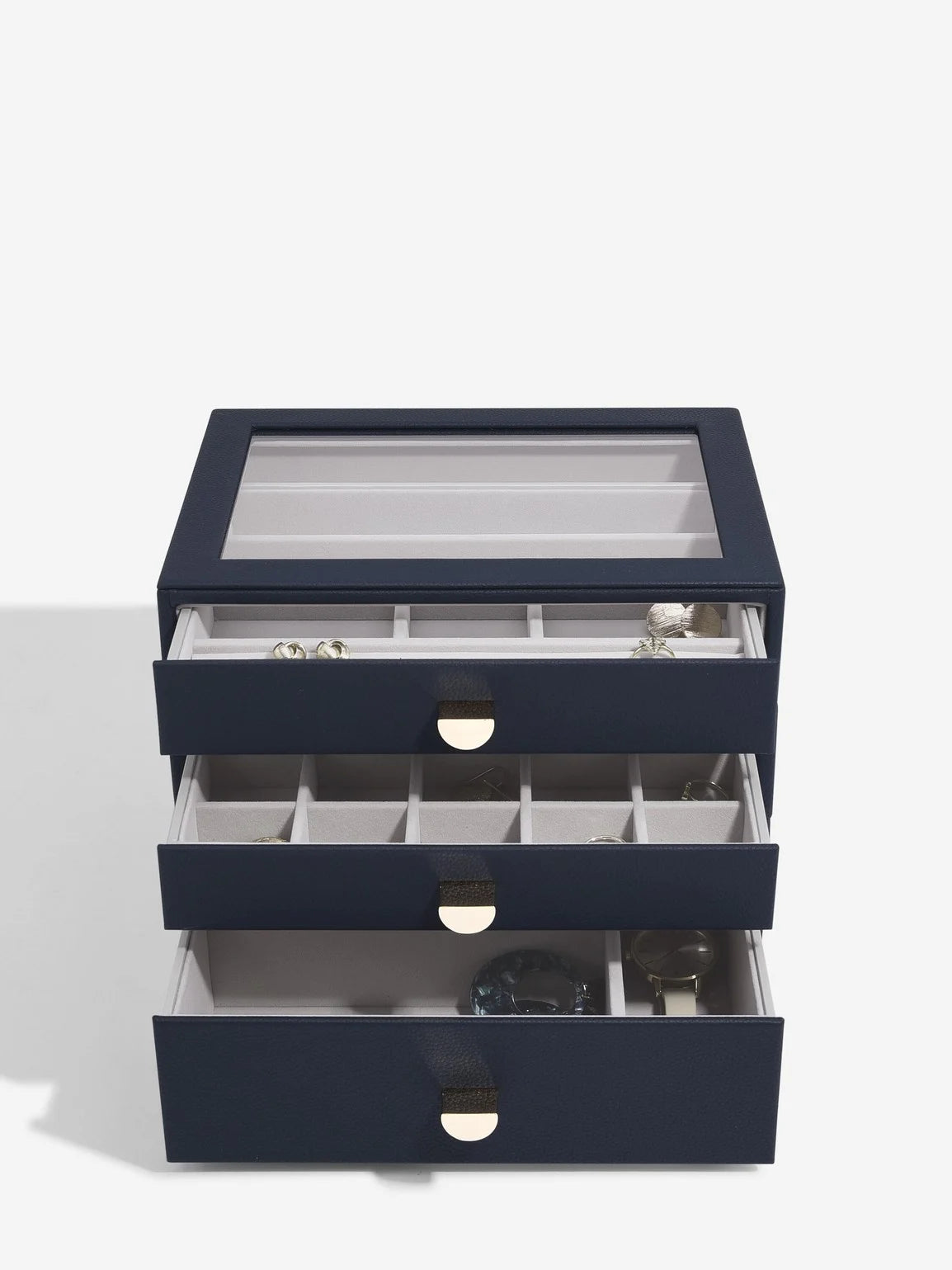 Stackers Classic Display Jewellery Box Set of 3 Navy Blue
