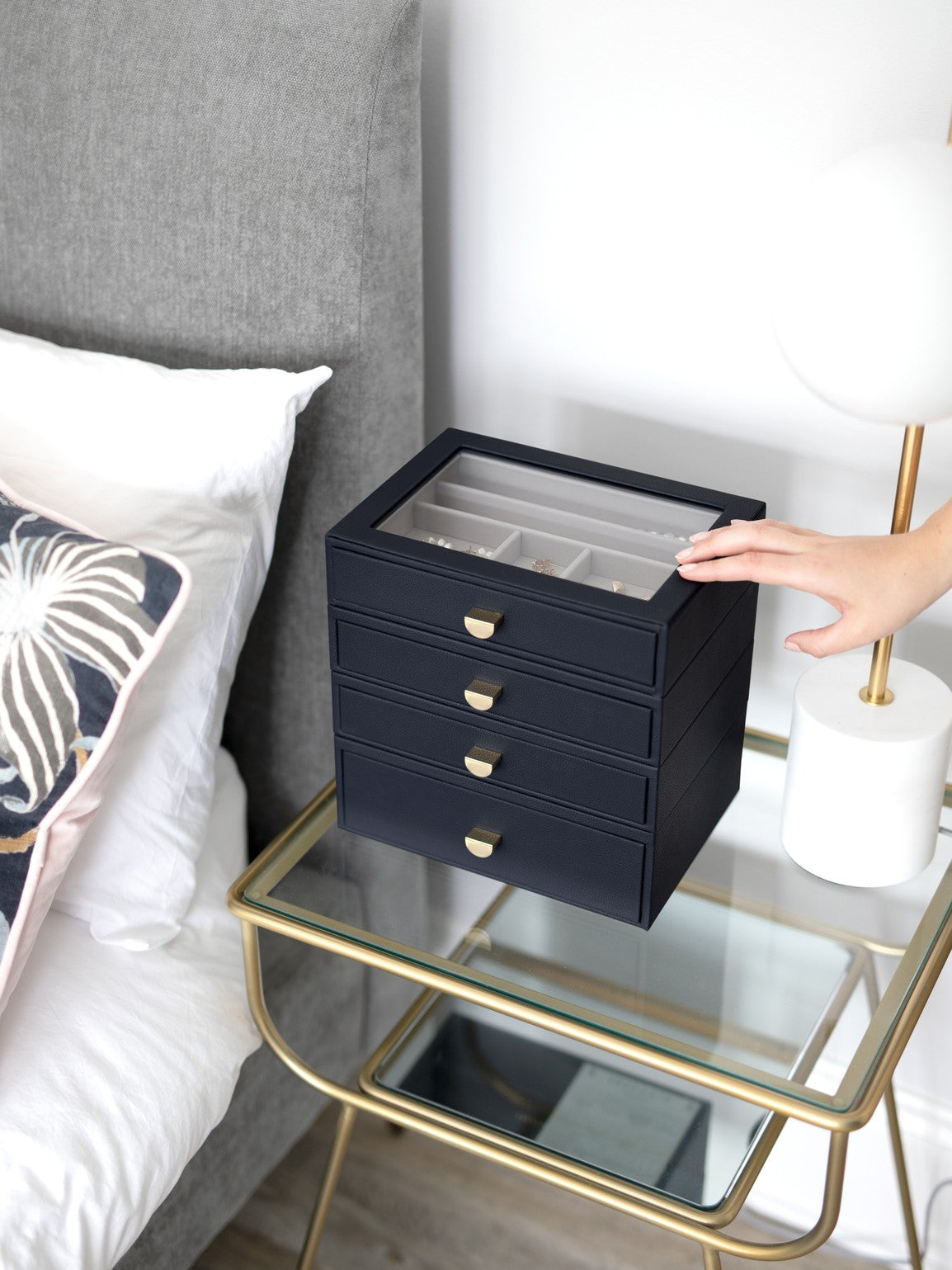 Stackers Classic Display Jewellery Box Set of 4 Navy Blue