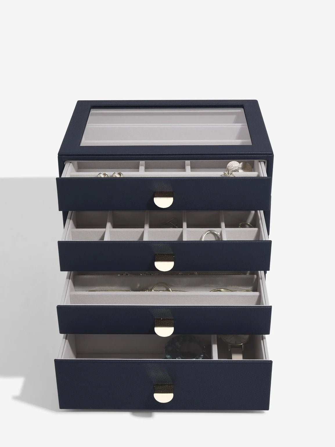 Stackers Classic Display Jewellery Box Set of 4 Navy Blue