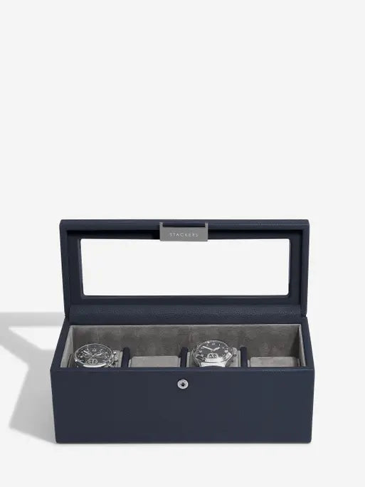 Stackers Four Piece Watch Box Navy Blue