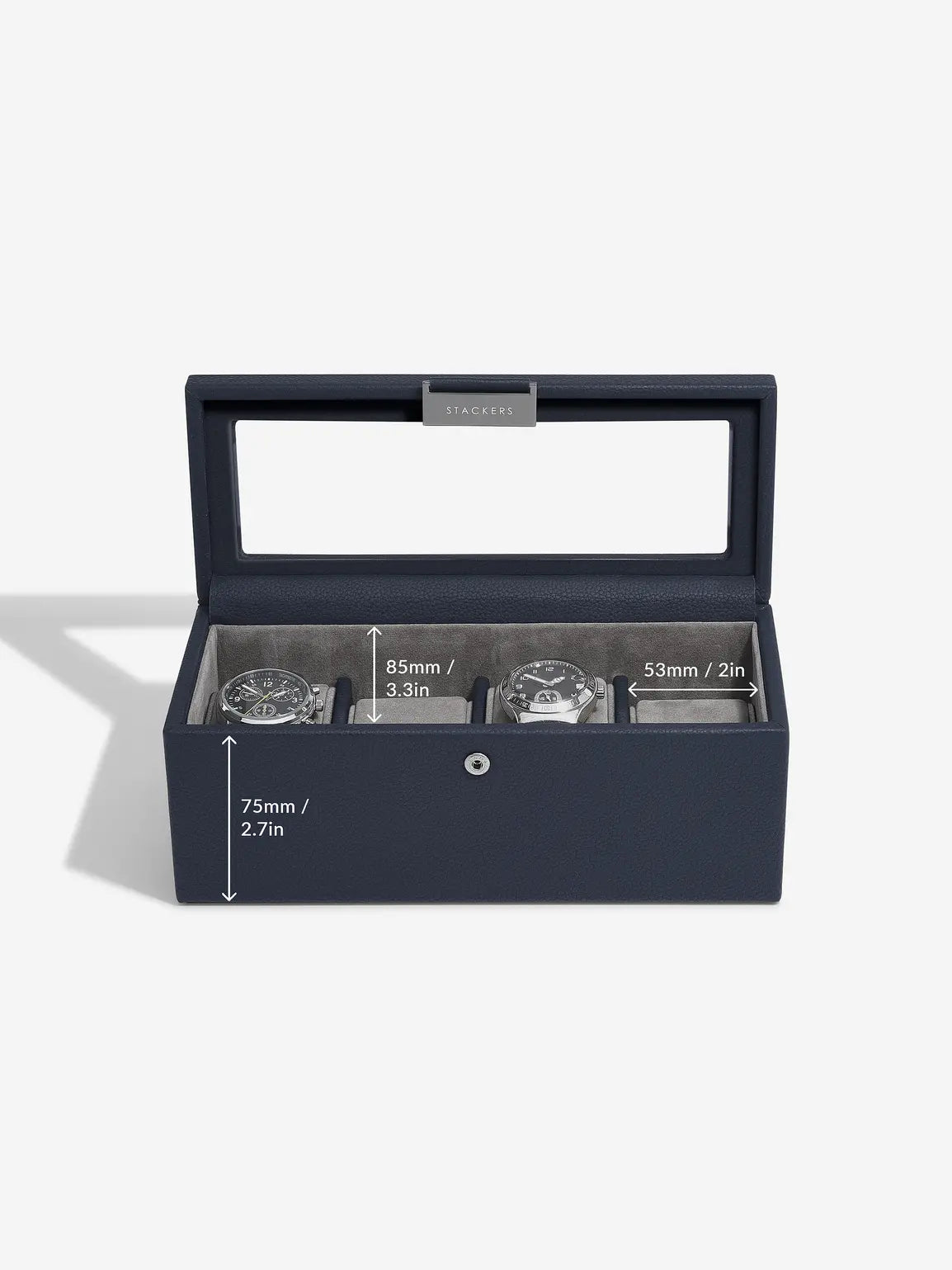 Stackers Four Piece Watch Box Navy Blue