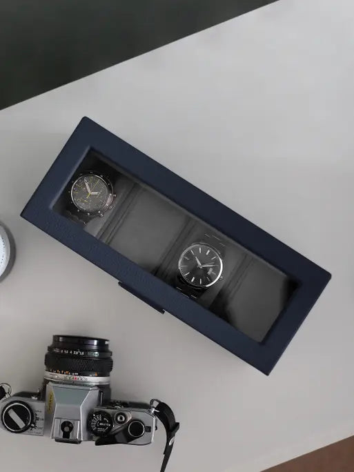 Stackers Four Piece Watch Box Navy Blue