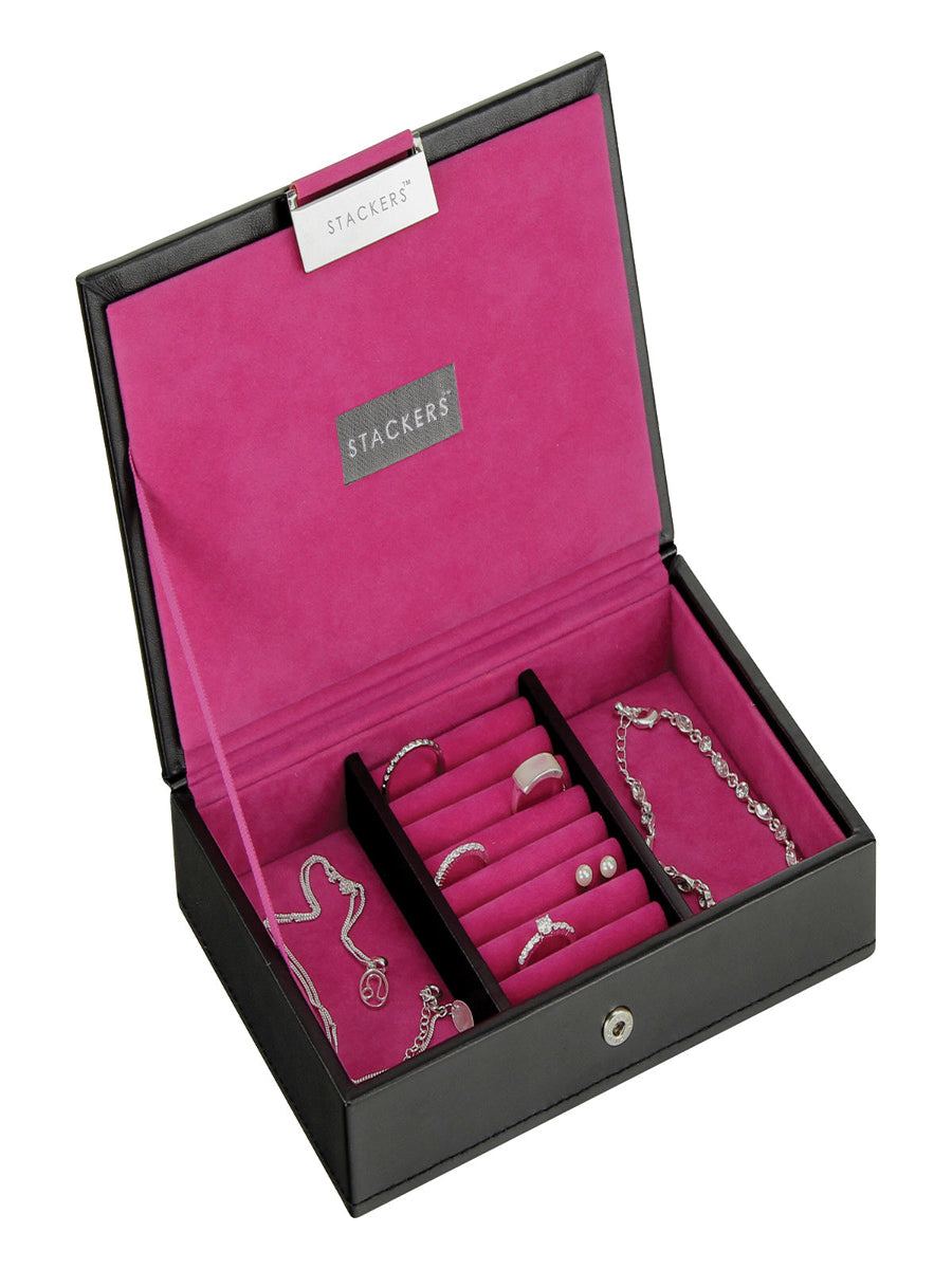 Stackers Deksel voor Mini Juwelendoos Zwart & Roze