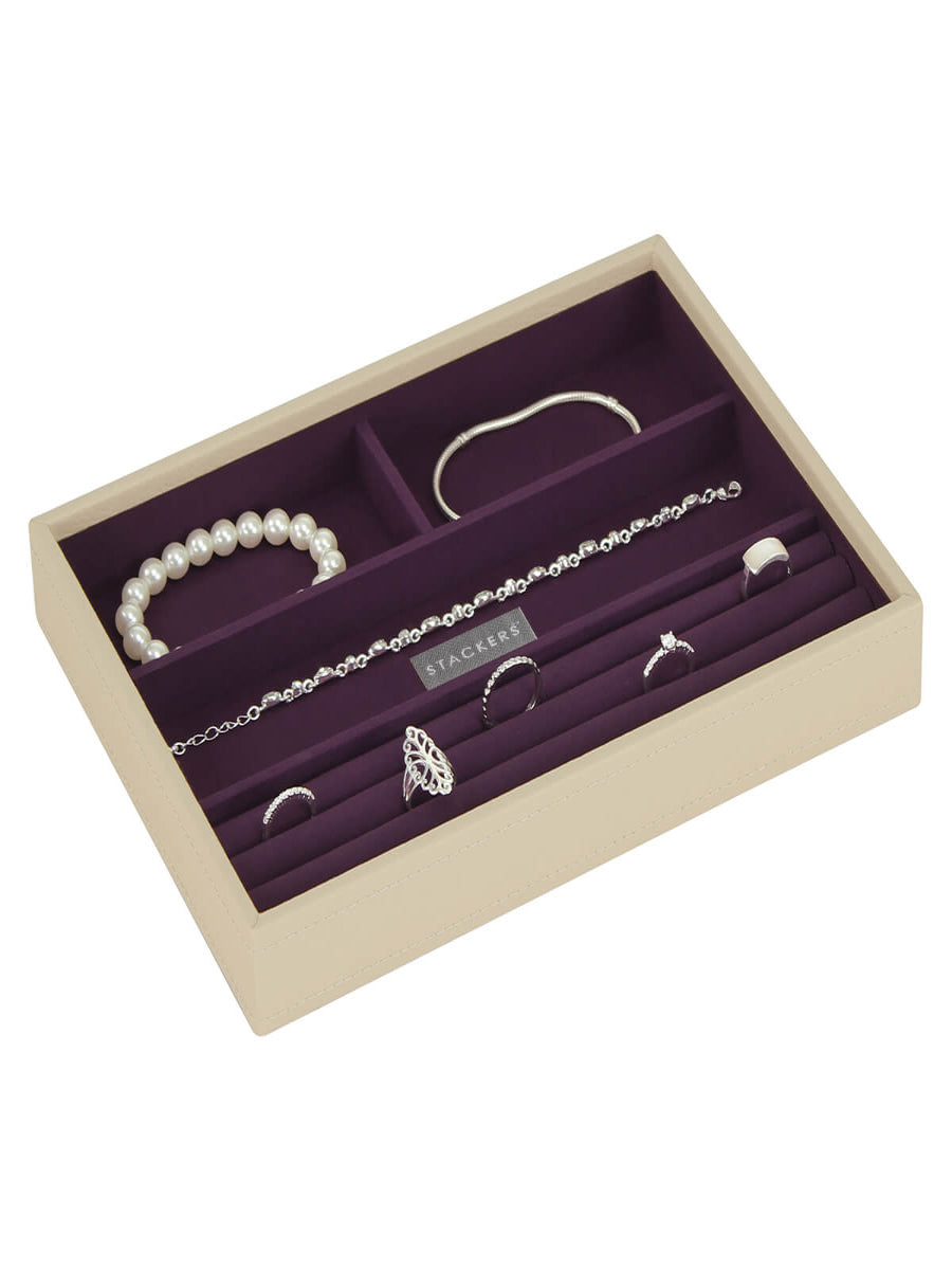 Stackers Ring & Armbandenlaag voor Klassieke Juwelendoos Beige & Paars
