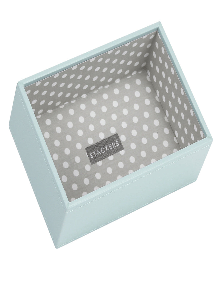Stackers Mini Horloge & Accessoirelaag Aqua/Grijs met Polkadots