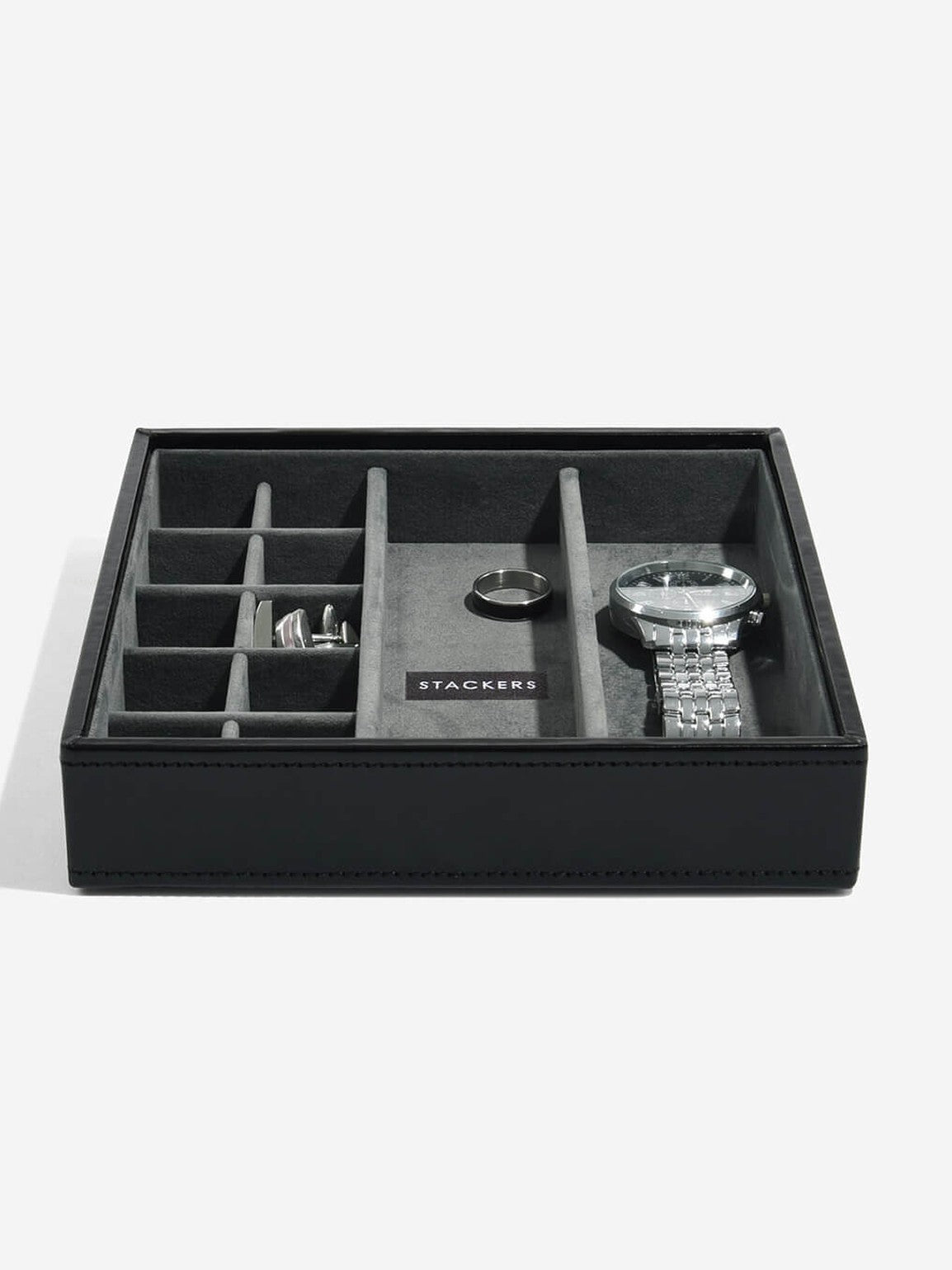 Stackers Horloge & Manchetknopenbox Zwart & Grijs