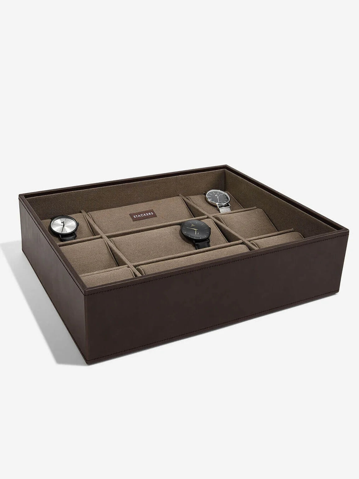 Stackers Vijftiendelige Horlogebox Bruin & Kaki