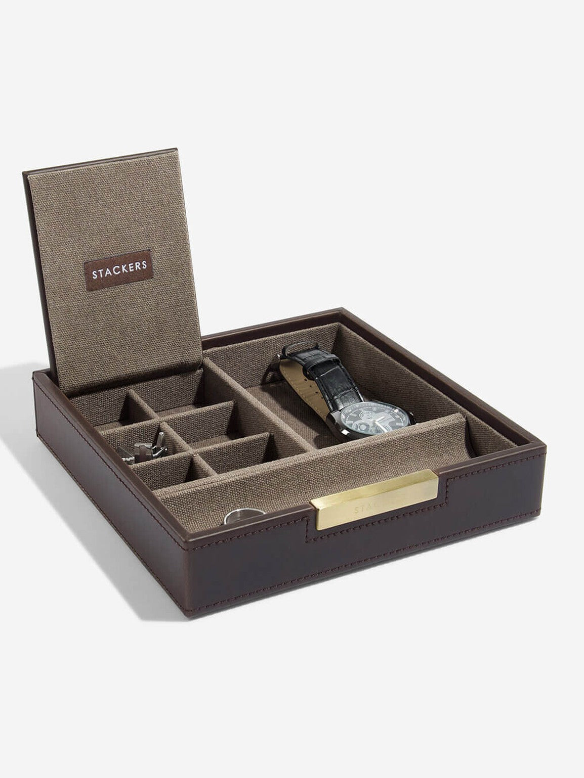 Stackers Horloge, Manchetknopen & Accessoiresbox Bruin & Kaki