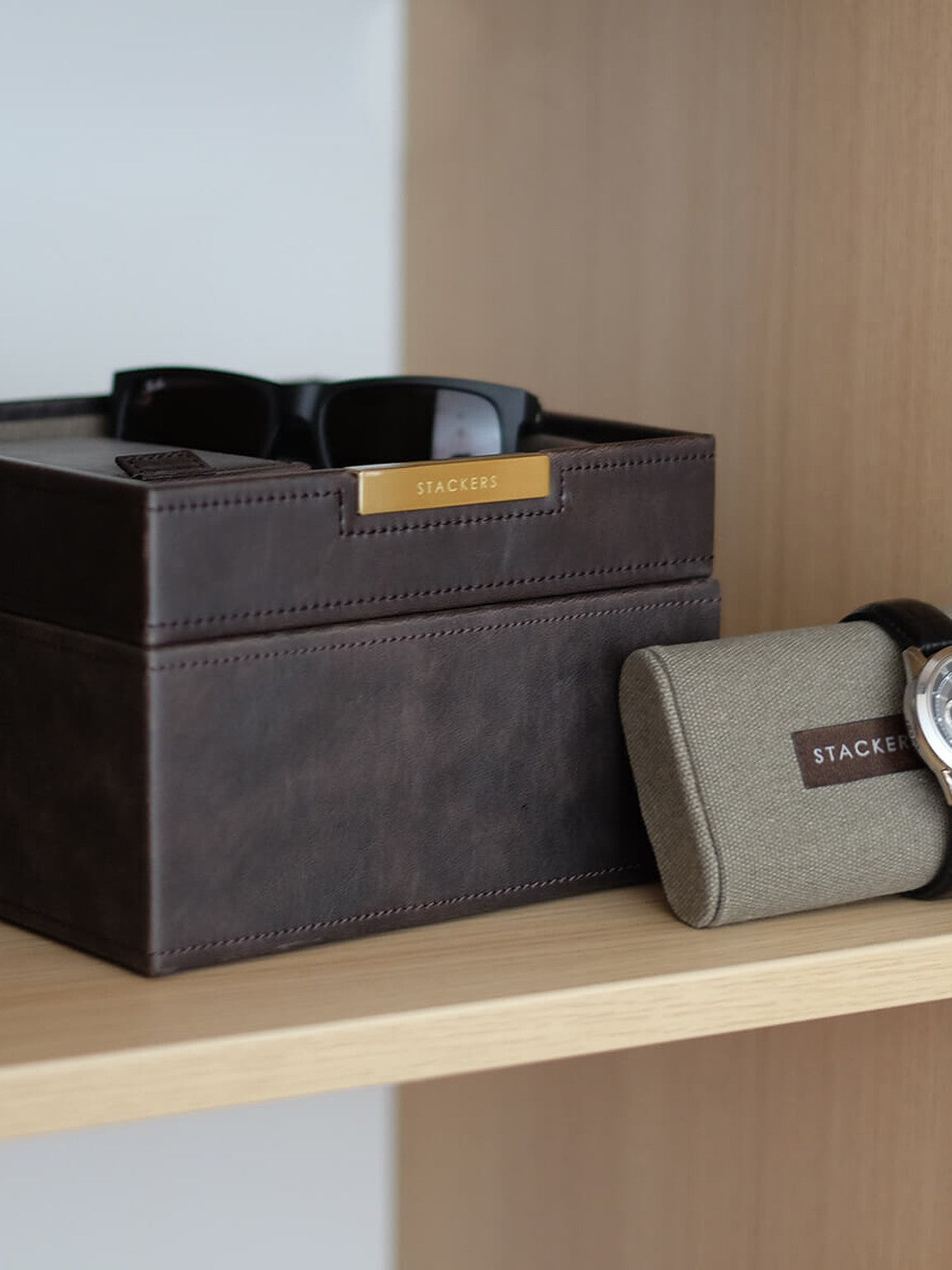 Stackers Horloge & Portefeuillebox + Horlogelaag Bruin & Kaki